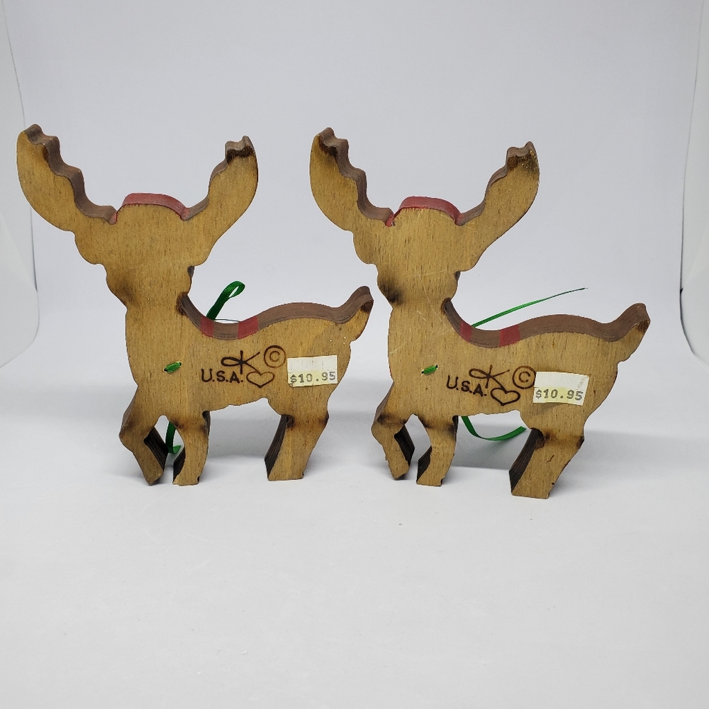 Sheila's Collectibles Vtg Wood Reindeer Figures Primitive Rustic Christmas 5.25" - Picture 6 of 14